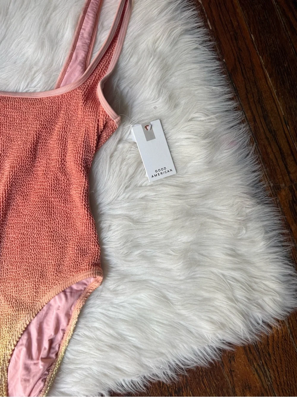 Good American Always Fits Ombre One Piece Swimsuit Peach S/M NWT High Cut